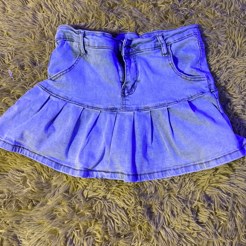 Mini denim skort